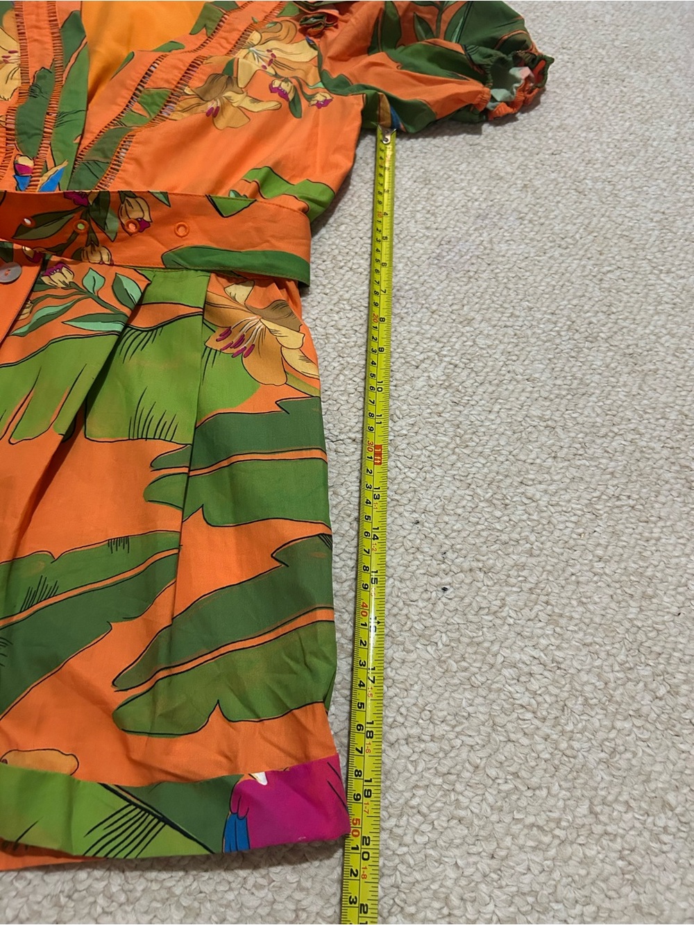 FARM RIO Fresh Macaw Orange Romper Size Medium Belted V-Neck - Picture 14 of 15